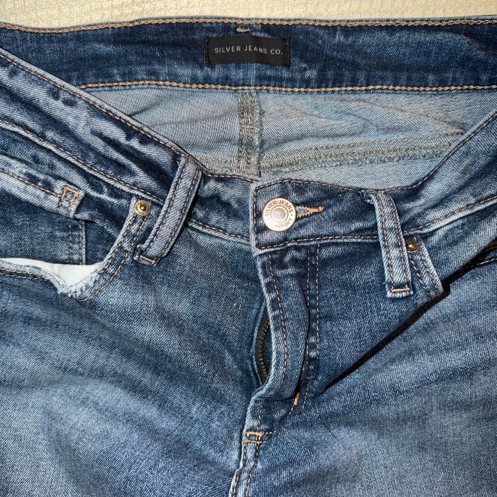 Silver Jeans Co Straight Leg Dark Wash Jeans Womens 28x29 Mid Rise Denim - Picture 2 of 4